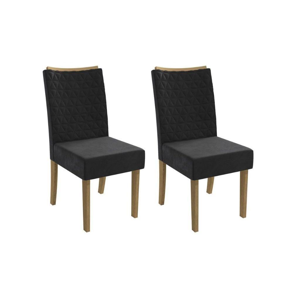 Cadeira Sala De Jantar 2cad129cn Kit 2 Un Canela-suede Preto - Kappesberg - 1
