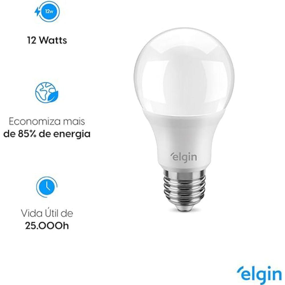 Lâmpada Led Bulbo 12 Watts 3000k Bivolt - 4ed28blm12yu - Elgin - 2