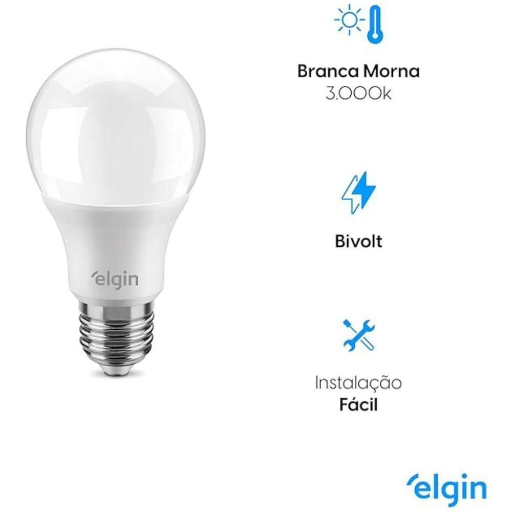 Lâmpada Led Bulbo 12 Watts 3000k Bivolt - 4ed28blm12yu - Elgin - 3