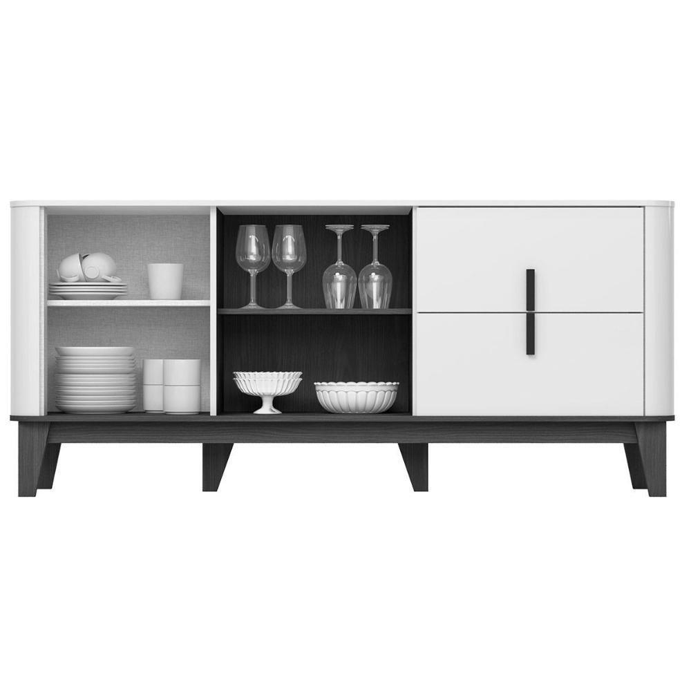 Buffet De Sala Jantar Rael 2 Portas E 2 Gavetas C- Vidro Off White-nature - Henn - 4