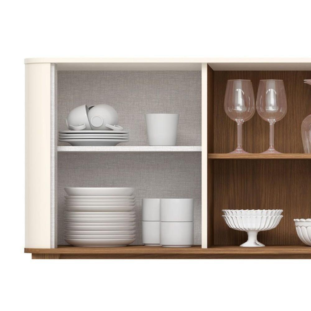 Buffet De Sala Jantar Rael 2 Portas E 2 Gavetas C- Vidro Off White-nature - Henn - 5