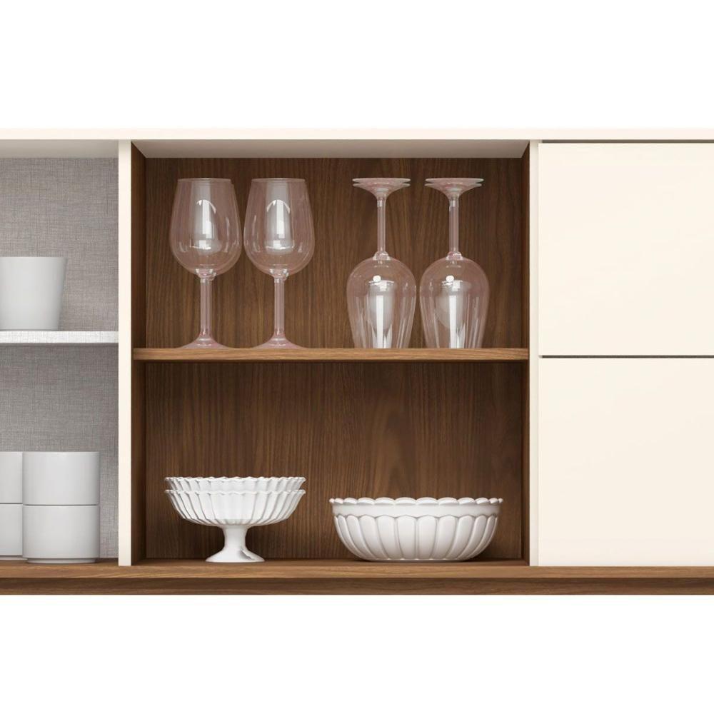 Buffet De Sala Jantar Rael 2 Portas E 2 Gavetas C- Vidro Off White-nature - Henn - 6