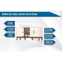 Buffet De Sala Jantar Rael 2 Portas E 2 Gavetas C- Vidro Off White-nature - Henn - 2