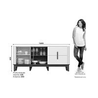 Buffet De Sala Jantar Rael 2 Portas E 2 Gavetas C- Vidro Off White-nature - Henn - 3