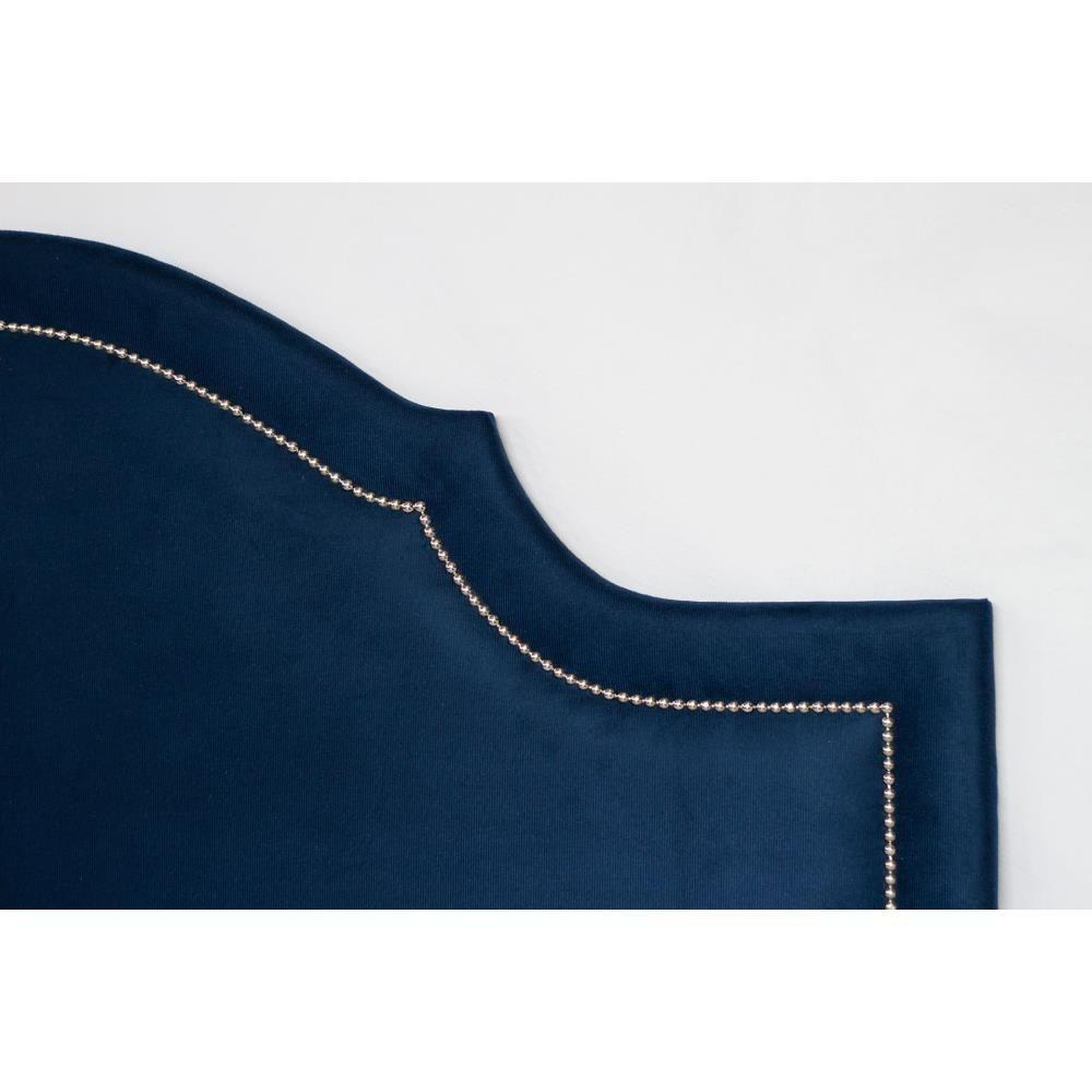 Cabeceira Casal Provençal Luxo 140x60 Suede Azul - Tachas Prata - 3