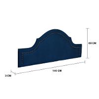 Cabeceira Casal Provençal Luxo 140x60 Suede Azul - Tachas Fumê - 2