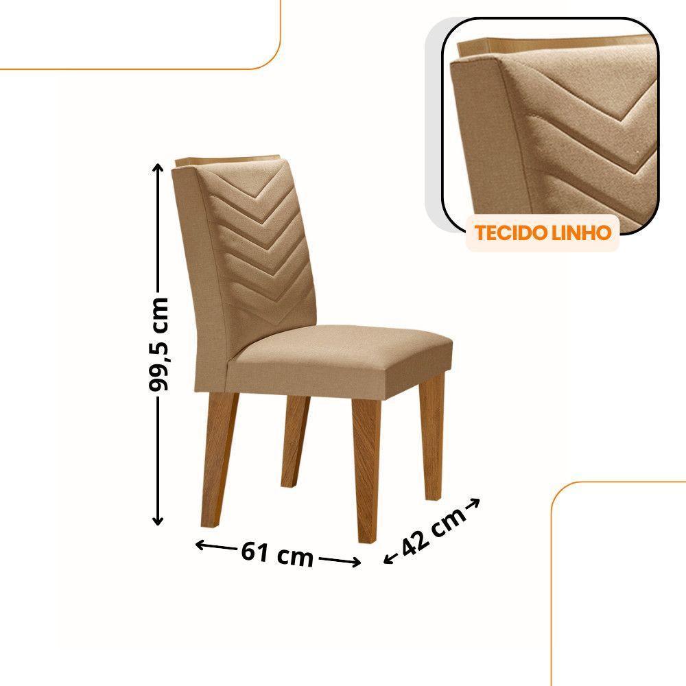 Mesa Aster 180 Tampo Em Mdf E Vidro + 6 Cadeiras Liz Moderna Turim 07/off White/imbuia - 3