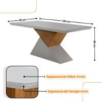 Mesa Aster 180 Tampo Em Mdf E Vidro + 6 Cadeiras Liz Moderna Turim 07/off White/imbuia