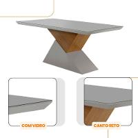 Mesa Aster 180 Tampo Em Mdf E Vidro + 6 Cadeiras Liz Moderna Turim 07/off White/imbuia - 5