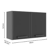 Armário Aéreo Alto De Aço 2 Portas Grafite Estilo Bertolini Grafite - 2