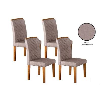 Cadeira De Cozinha Jade Kit 4 Un Capuccino-linho Bege Turim - Rufato