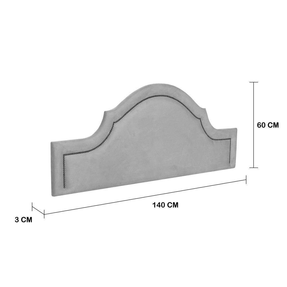 Cabeceira Casal Provençal Luxo 140x60 Suede Cinza - Tachas Fumê - 2