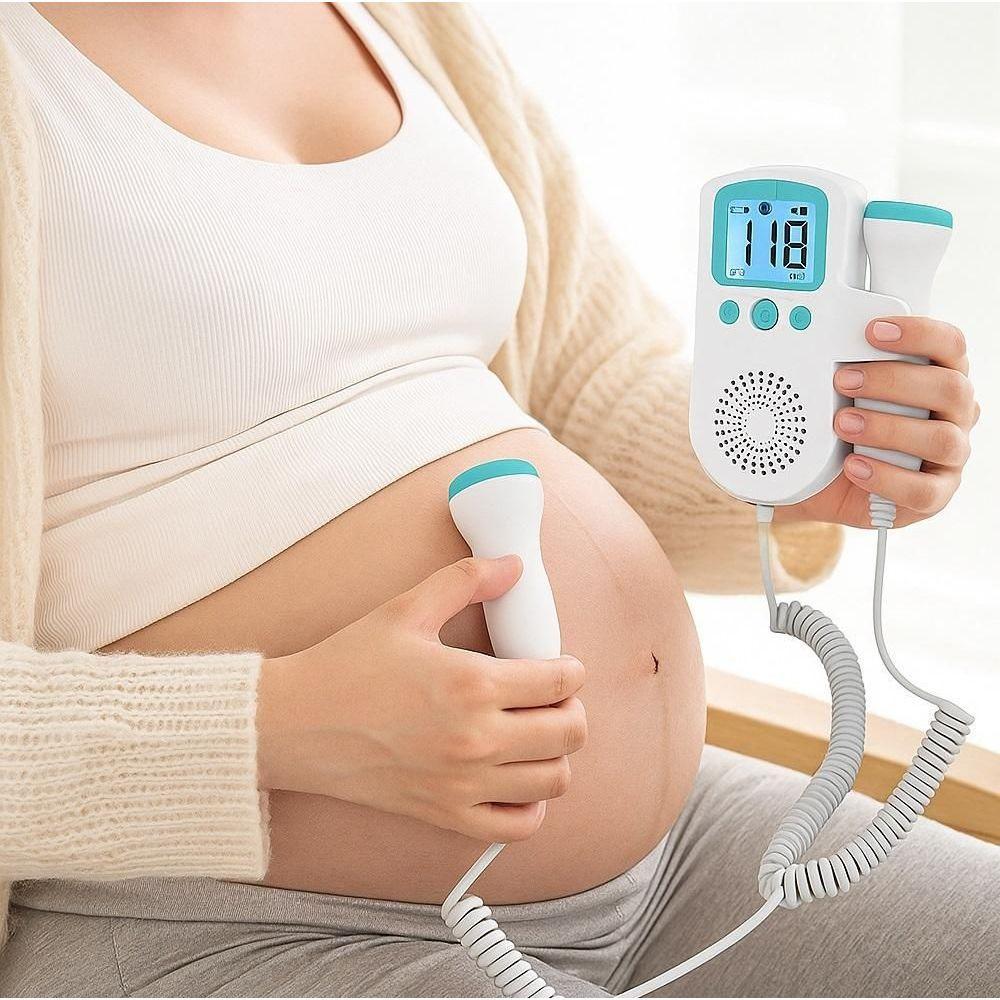 Monitor Fetal Doppler Aparelho Para Ouvir Coracao Do Bebe Ultrassom Batimentos Gravida Verde - 2