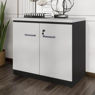 Balcão De Escritório 80cm 2 Portas Com Chave Multimóveis Cr25296 Cinza Preto