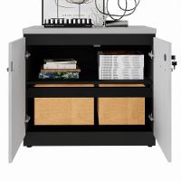 Balcão De Escritório 80cm 2 Portas Com Chave Multimóveis Cr25296 Cinza Preto - 5