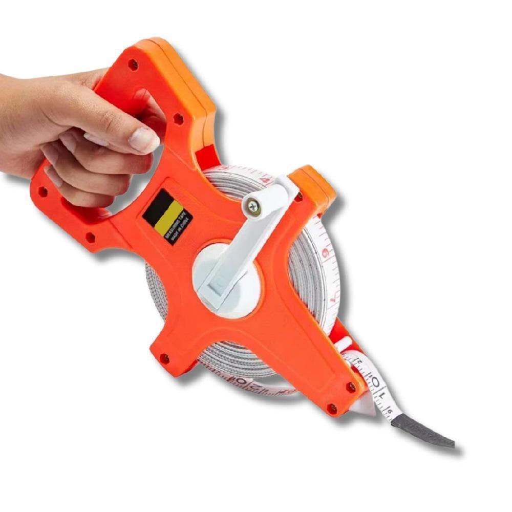 Trena 50 Metros Metrica Gigante Fibra De Vidro Medicao Com Manivela Caixa Aberta Profissional - 4