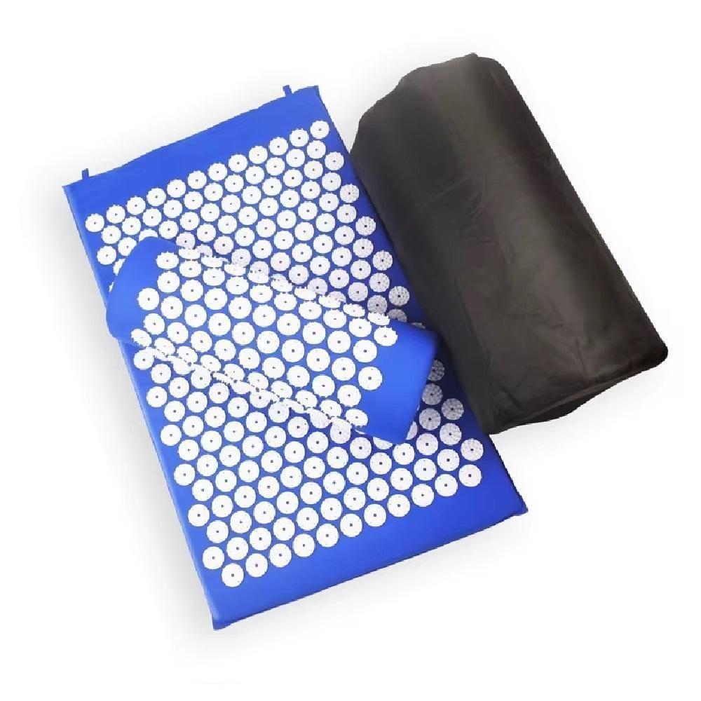 Tapete Terapeutico Acupuntura Massagem Yoga Almofada Travesseiro Relaxante Portatil Alivio Estresse Azul - 6