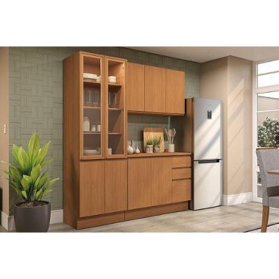 Cozinha Completa Ciela Kit 4 Portas 3 Gavetas MDF 120cm Amadeirado para Ambiente Planejado