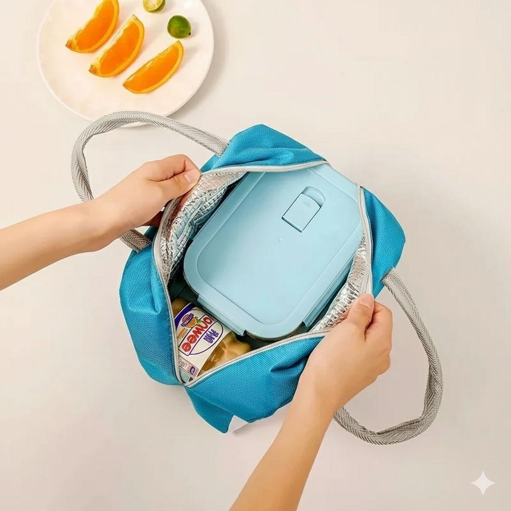 Bolsa Térmica Lancheira Compacta Com Revestimento Interno Isolante E Zíper Cinza - 3