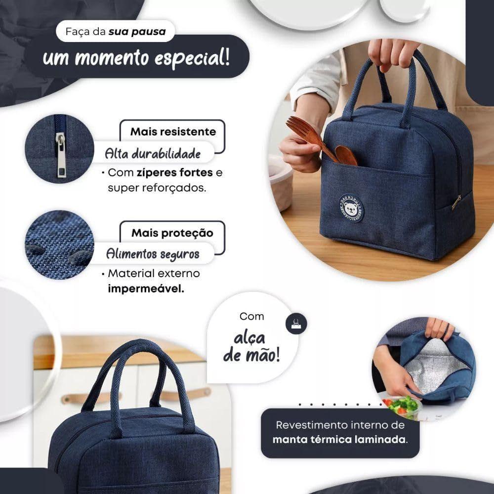 Bolsa Térmica Lancheira Compacta Com Revestimento Interno Isolante E Zíper Vermelho - 7