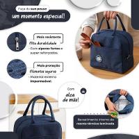 Bolsa Térmica Lancheira Compacta Com Revestimento Interno Isolante E Zíper Azul - 7