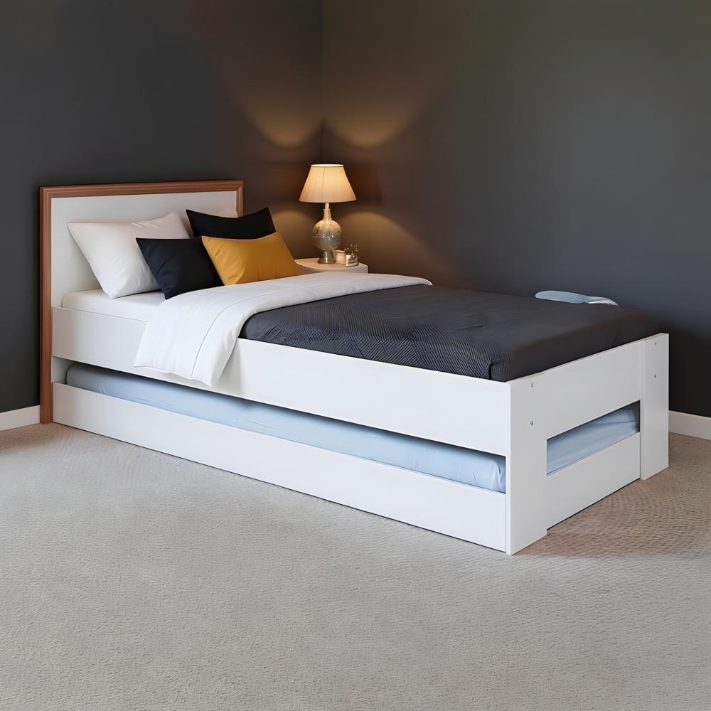 Bicama De Solteiro Cama Com Auxiliar Branca Los Angeles - 1