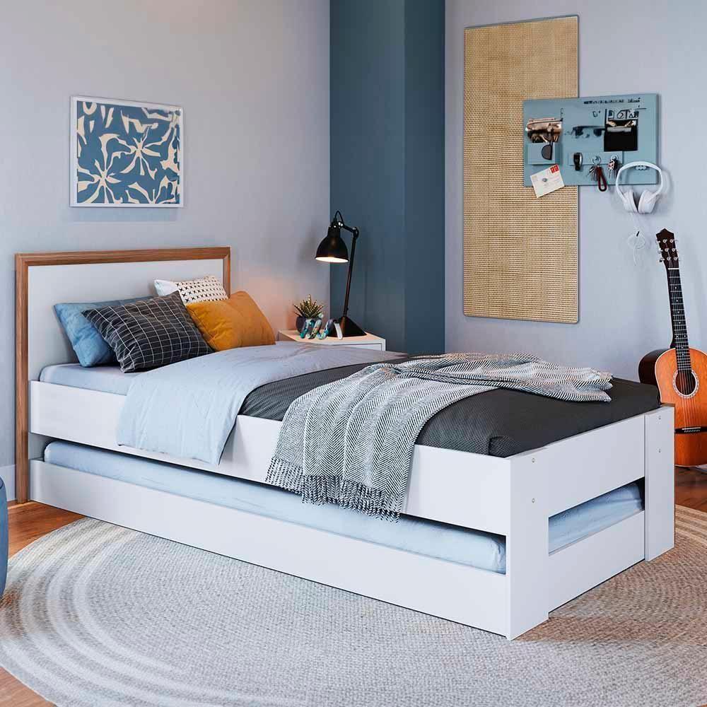 Bicama De Solteiro Cama Com Auxiliar Branca Los Angeles - 5