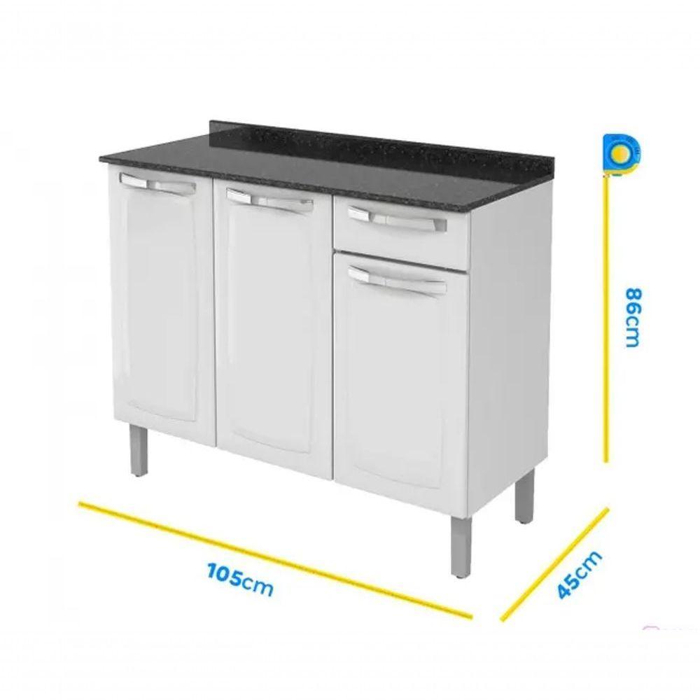 Balcão Rose Com 3 Portas 1 Gaveta Rose Branco - Itatiaia - 3