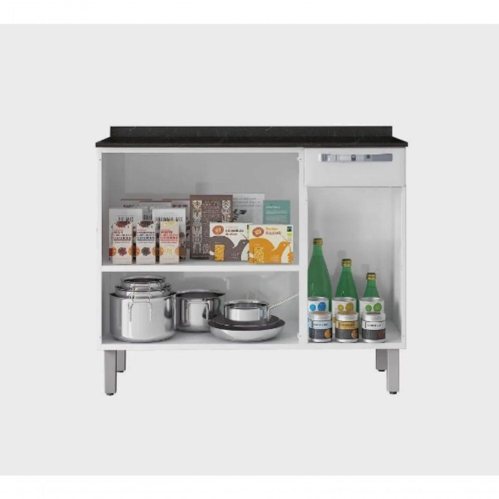 Balcão Rose Com 3 Portas 1 Gaveta Rose Branco - Itatiaia - 4