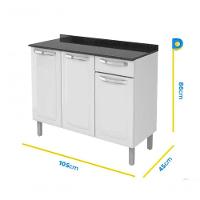 Balcão Rose Com 3 Portas 1 Gaveta Rose Branco - Itatiaia - 3