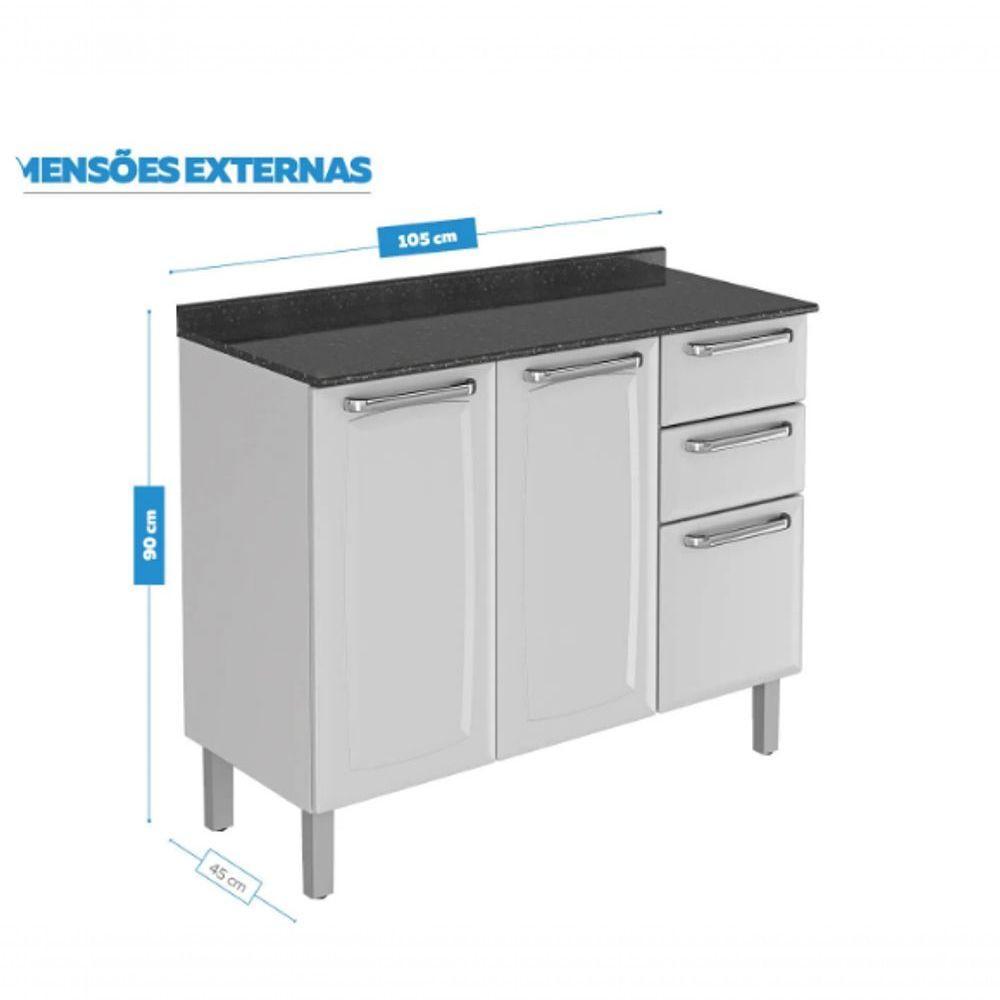 Balcão Luce 3 Portas 2 Gavetas Branco Itatiaia - 3