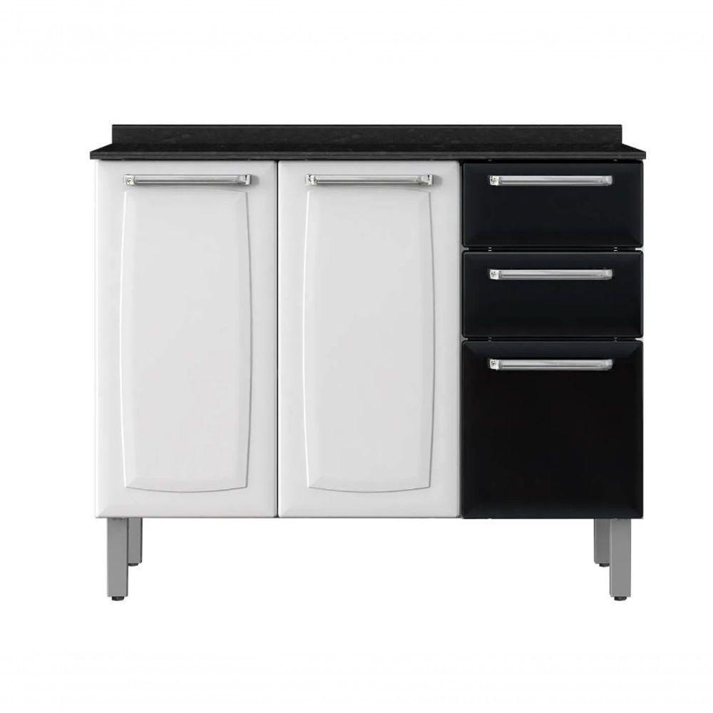 Balcão Luce 3 Portas 2 Gavetas Preto - Itatiaia - 1