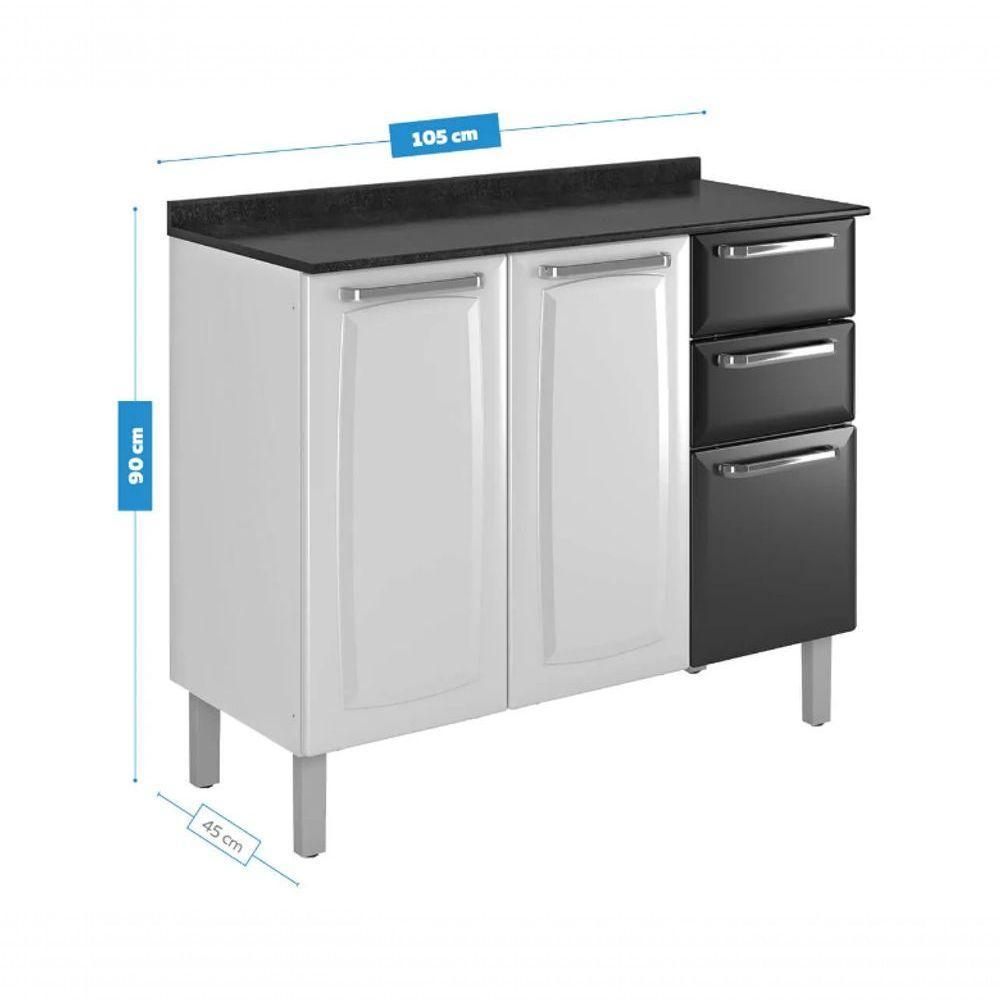 Balcão Luce 3 Portas 2 Gavetas Preto - Itatiaia - 3