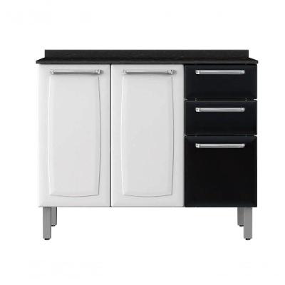 Balcão Luce 3 Portas 2 Gavetas Preto - Itatiaia