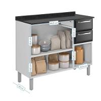 Balcão Luce 3 Portas 2 Gavetas Preto - Itatiaia - 2