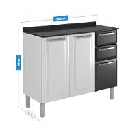 Balcão Luce 3 Portas 2 Gavetas Preto - Itatiaia - 3