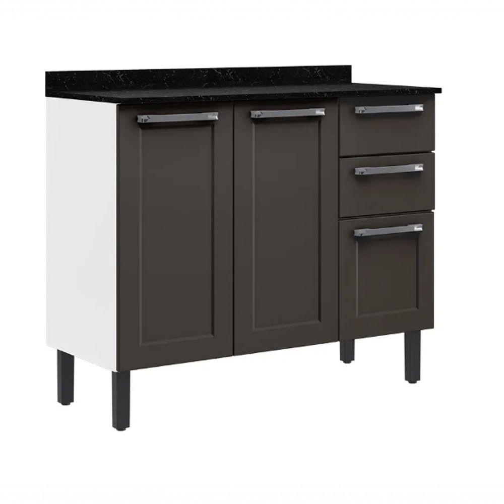 Balcão Florença 3 Portas 2 Gavetas Grafite - Itatiaia - 1