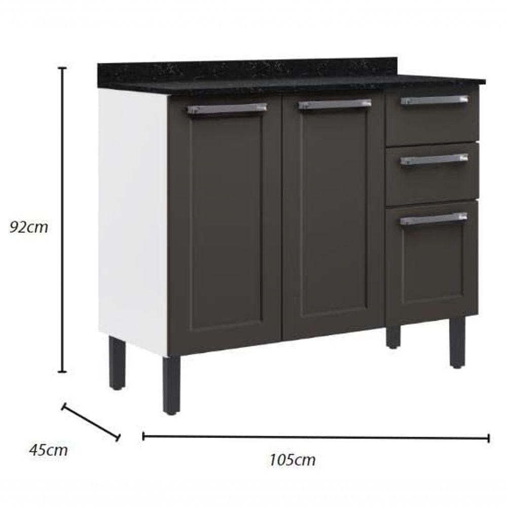 Balcão Florença 3 Portas 2 Gavetas Grafite - Itatiaia - 2