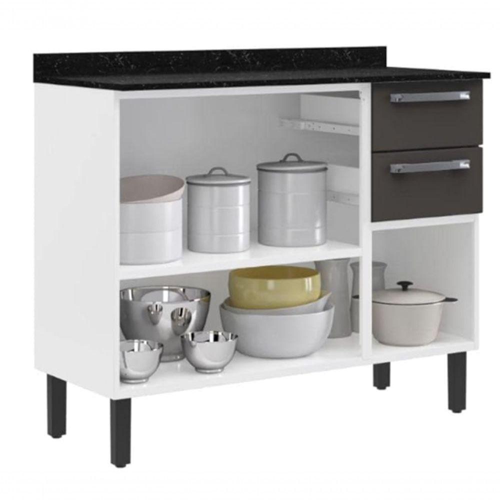 Balcão Florença 3 Portas 2 Gavetas Grafite - Itatiaia - 3