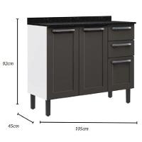 Balcão Florença 3 Portas 2 Gavetas Grafite - Itatiaia - 2