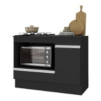 Balcão Cozinha Para Cooktop E Forno 105cm Com Rodapé Veneza Multimóveis Mp2295 Preto/branco - 2