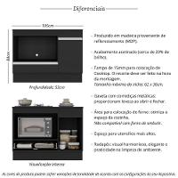 Balcão Cozinha Para Cooktop E Forno 105cm Com Rodapé Veneza Multimóveis Mp2295 Preto/branco - 3