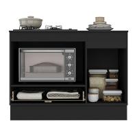 Balcão Cozinha Para Cooktop E Forno 105cm Com Rodapé Veneza Multimóveis Mp2295 Preto/branco - 5