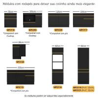 Balcão Cozinha Para Cooktop E Forno 105cm Com Rodapé Veneza Multimóveis Mp2295 Preto/branco - 7