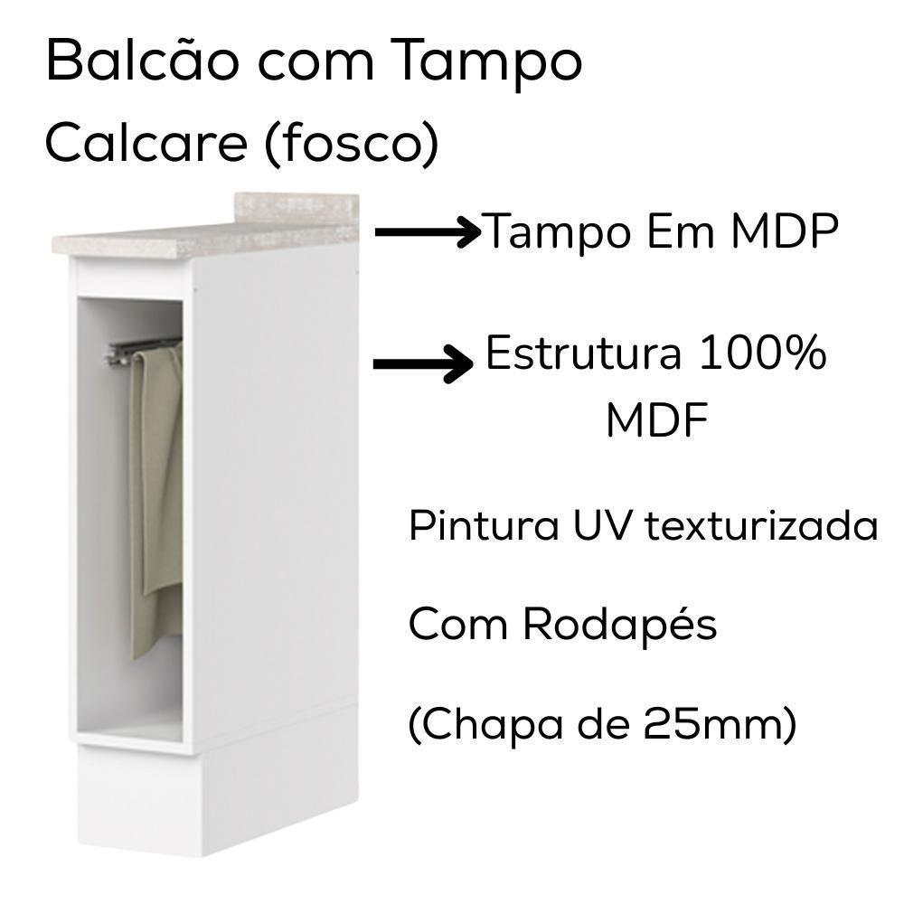 Balcao Porta Toalha Tampo 20cm C362 Americana Branco Calcare Henn Branco Calcare - 4