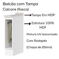 Balcao Porta Toalha Tampo 20cm C362 Americana Branco Calcare Henn Branco Calcare