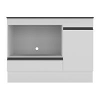 Balcão Cozinha Para Cooktop E Forno 105cm Com Rodapé Veneza Multimóveis Mp2295 Branco/preto - 2