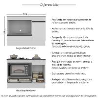 Balcão Cozinha Para Cooktop E Forno 105cm Com Rodapé Veneza Multimóveis Mp2295 Branco/preto - 5