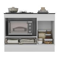 Balcão Cozinha Para Cooktop E Forno 105cm Com Rodapé Veneza Multimóveis Mp2295 Branco/preto - 7