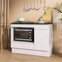 Balcão Cozinha Para Cooktop E Forno 105cm 1 Porta 1 Gaveta Com Rodapé Veneza Multimóveis Mp2295 - Branco - 1
